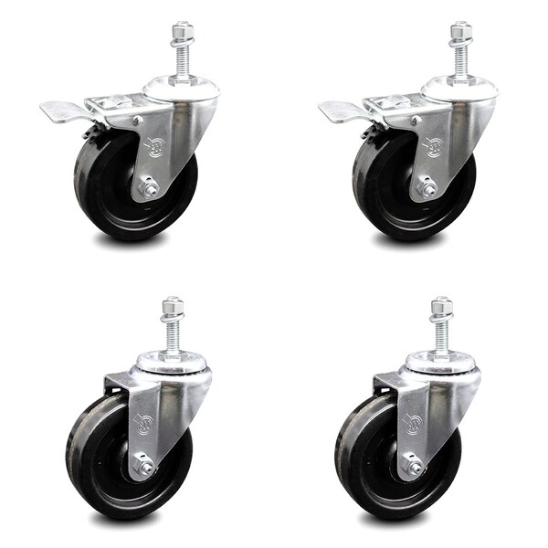 Service Caster 4 Inch Phenolic Swivel 10mm Threaded Stem Caster Total Lock Brake SCC, 2PK SCC-TSTTL20S414-PHR-M1015-2-S-2 - main